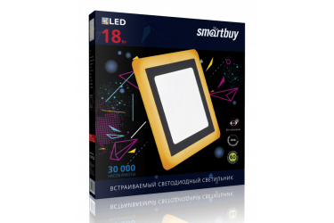 Накладной (LED) светильник Квадрат с оранж. подсветкой DLB Smartbuy-18w/6500K+O/IP20, 245*245, 3 реж