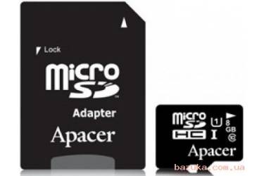 Карта памяти Apacer MicroSDHC 8GB Class 10+adapter