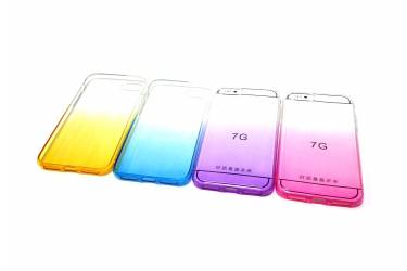 Силиконовая накладка Омбре Iphone 7 фиолет-белый