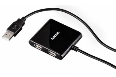 Разветвитель USB 2.0 Hama Square1:4 4порт. черный (00039873)