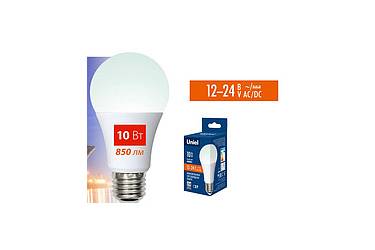 Лампа светодиодная Uniel низковольтная LED-A60-10W/NW/4000K/E27/FR/12-24V