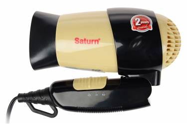 Фен Saturn ST-HC7335 черный/золотой 1200ВТ  2режима складная ручка
