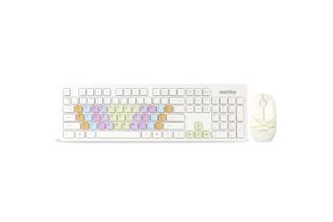 Комплект клавиатуара+мышь Smartbuy 218346AG белый с цветными клавишами
