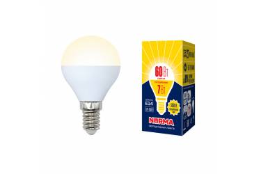 Лампа светодиодная Uniel Norma LED-G45-7W/WW/E14/FR/NR шар