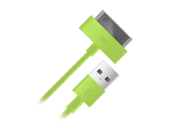 Кабель USB Ab для Apple iPhone 4 30-pin нейлоновый (зеленый)