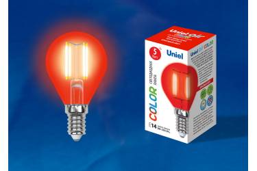 Лампа светодиодная UNIEL COLOR LED-G45-5W/RED/E14 GLA02RD красная