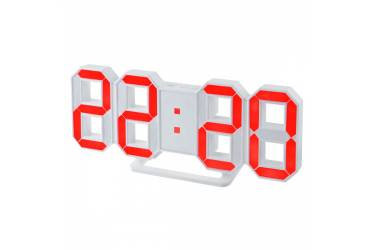 LED часы-будильник Perfeo "LUMINOUS", белый корпус / красная подсветка (PF-663)