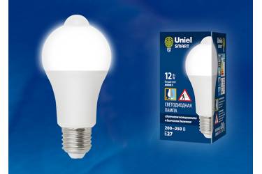 Лампа светодиодная с датчиком движения Uniel LED-A60-12W/4000K/E27/PS+MS