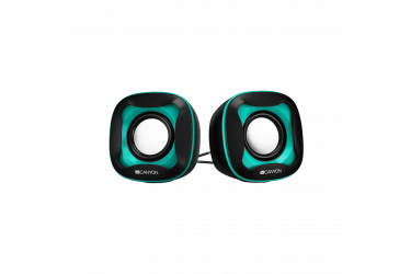 sp CANYON USB 2.0 Speaker, black+light blue 7472C, 2*3W 4 Ohm, ABS, 1.2m cable with USB