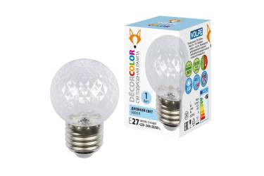 Лампа светодиодная Volpe COLOR LED-D45-1W/6000K/E27/CL/С PINEAPPLE шар форма ананас холодн прозр 