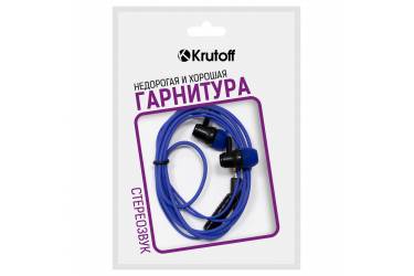Наушники Krutoff HF-X61 внутриканальные с микрофоном синие