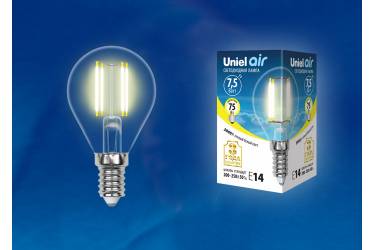 Светодиодная (LED) Лампа FIL (прозрачная) Uniel LED-G45-7,5W/WW/E14/CL Air шар прозр