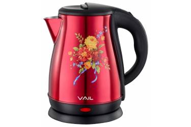 Чайник электрический VAIL VL-5555 красный 1,8 л. рисунок меняет цвет