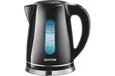 Чайник электрический Centek CT-0043 Black 2.0л 2200Вт, LED подсветка, стальная отделка базы, хром.
