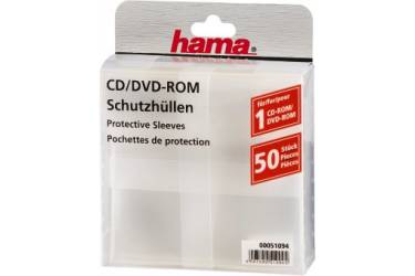 Конверт Hama на 1CD/DVD H-51094 прозрачный (упак.:50шт)