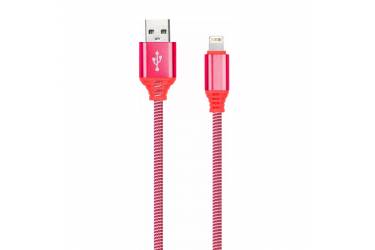 Кабель USB Smartbuy Apple 8 pin кабель в нейлон. оплетке Socks, 1 м., <2А, красный