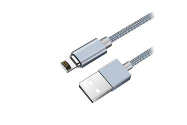 Кабель USB Hoco U40A magnetic adsorption Lightning charging cable metal gray