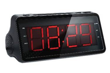 Радиобудильник Supra SA-46FM черный LCD подсв:красная часы:цифровые AM/FM