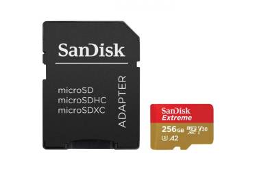 MicroSDXC флэш-накопитель 256GB Class 10 SanDisk U3 A2 V30 Extreme 160MB/s с адаптером