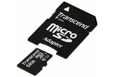 Карта памяти Transcend MicroSDXC 64GB Class 10+adapter