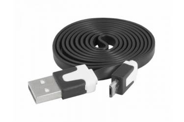 Кабель GAL micro USB 1m чёрный, плоский