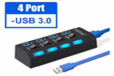 USB 3.0 хаб с выключателями, 4 порта, СуперЭконом, черный