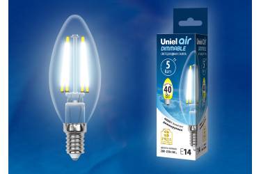 Светодиодная (LED) Лампа FIL (прозрачная) ДИМ Uniel LED-C35-5W/NW/E14/CL/DIM Air 