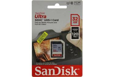 Карта памяти SD 32GB SanDisk SDHC Class 10 UHS-I Ultra 120MB/s