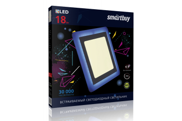 Встраиваемый (LED) светильник с подсветкой DLB-Square Smartbuy-18w/3000K+B/IP20 _квадрат