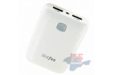 Внешний аккумулятор Dotfes D04-7 7500 mAh AutoMax, два USB выхода 1А / 2,1A + фонарик (white)