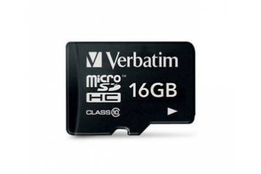 Карта памяти Verbatim MicroSDHC 16GB Class 10+adapter