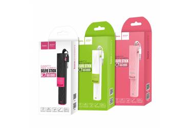 Монопод для селфи Hoco K7 Dainty mini wired selfie stick (розовый)