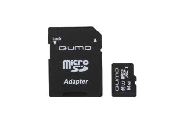 Карта памяти MicroSDXC Qumo 64GB  Class 10 UHS-I + adapter
