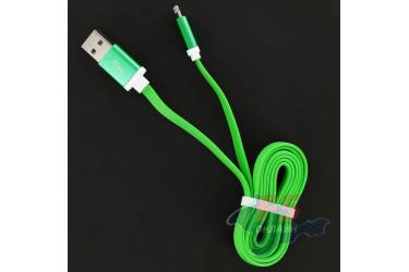 Кабель USB Krutoff для iPhone 5/6 плоский (1m) зеленый в коробке