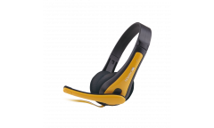 Гарнитура CANYON entry price PC headset, combined 3,5 plug, leather pads, Black-yellow.