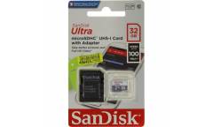 MicroSDHC флэш-накопитель 32GB Class 10 SanDisk UHS-I Ultra UHS-I 100MB/s + adapter