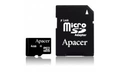 Карта памяти Apacer MicroSDHC 4GB Class 4+adapter
