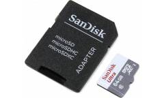 Карта памяти MicroSDXC64GB Class 10 SanDisk UHS-I Ultra Android (80MB/s) с адаптером