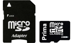 Карта памяти Prima MicroSDHC 8GB Class 10+adapter