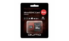Карта памяти MicroSDHC Qumo 4GB Class 10+adapter