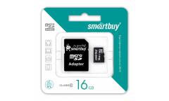 Карта памяти SmartBuy MicroSDHC 16GB Class 4+adapter