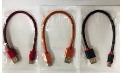 Кабель USB Type-C кожа с метал.након 18W/2A Quick Charge 20 см оранжевый