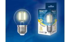 Светодиодная (LED) Лампа FIL (прозр. - ДИММЕР) Uniel LED-G45-5W/WW/E27/CL/DIM Air шар