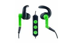 Наушники беспроводные (Bluetooth) Perfeo RUN-UP внутриканальные c микрофоном спортивные зелёные/чёрн