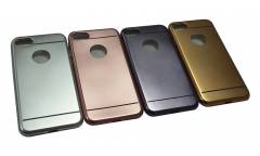 Силиконовая накладка Iphone 6 (с окошк.под ябл.) серебро