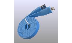 Кабель USB для Iphone плоский 5, 6s, 8 pin, 1м, голубой