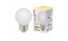 Лампа светодиодная Volpe COLOR LED-G45-1W/3000K/E27/FR/С шар теплый бел мат 