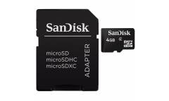 Карта памяти SanDisk MicroSDHC 4GB Class 4+adapter