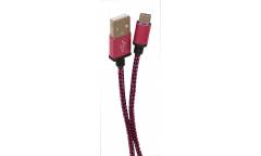 Кабель USB micro,  текстиль, фиолетовый, 1м