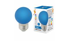 Лампа светодиодная Volpe COLOR LED-G45-1W/BLUE/E27/FR/С шар синий